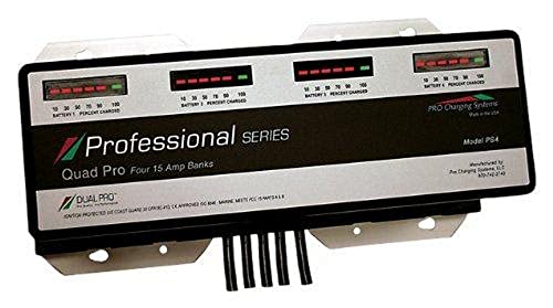 Pro Charging Systems PS4 Professional Series Marine Quad Pro Four 15 Amp Bank Black
