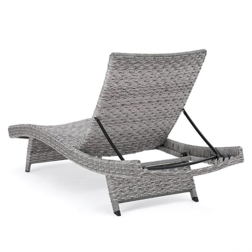 Christopher Knight Home Crete Outdoor Wicker Chaise Lounge Set of 4 Grey