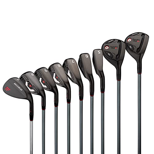 Founders Club Bomb Golf Combo Iron Set for Men Right Hand Steel/Graphite Shafts 3 Hybrid 4 Hybrid Irons 5-PW Bonus Sand Wedge Black