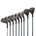 Founders Club Bomb Golf Combo Iron Set for Men Right Hand Steel/Graphite Shafts 3 Hybrid 4 Hybrid Irons 5-PW Bonus Sand Wedge Black