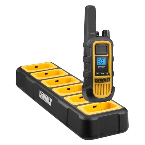 DEWALT DXFRS800 Heavy Duty Walkie Talkies Bundle with Remote Speaker Microphones, 6 Pack Black/Yellow