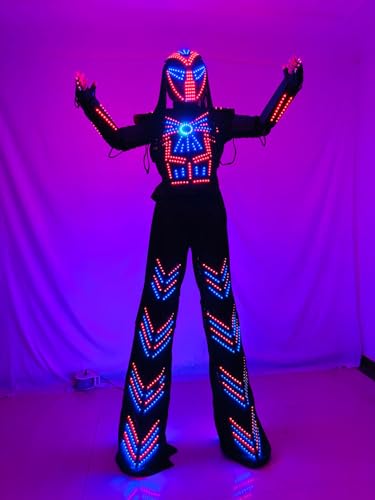 Earthradius LED Robot Costume Suit with Gloves & Lighted Helmet Multicolored Medium