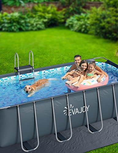 Evajoy Metal Frame Swimming Pool Set Blue