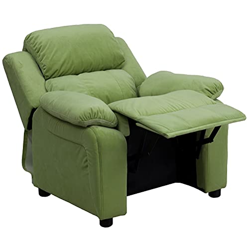 Flash Furniture Charlie Kids Recliner with Storage Arms Avocado Microfiber