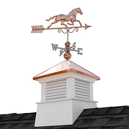 Good Directions 18" Square Manchester Vinyl Cupola with Horse Weathervane White
