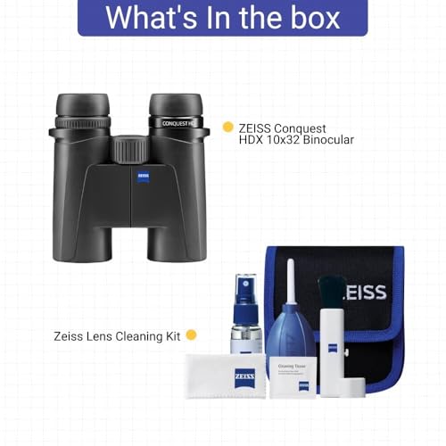 ZEISS Conquest HDX 10x32 Binocular Black Bundle with Lens Cleaning Kit