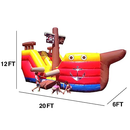 JumpOrange 15’ Pirate Ship Water Slide Playset Red