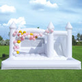 awesmflate 15FT White Bounce House with Slide and Ball Pit for Adults and Big Kids