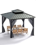 GAOMON Hardtop Gazebo 12'x12' with Double Metal Roof and Aluminum Frame Gray