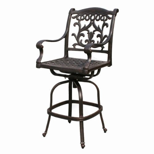 theWorldofpatio Cast Aluminum Powder Coated 5pc Outdoor Patio Bar Set with 42" Round Table Antique Bronze