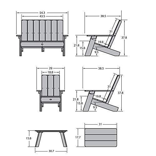 Highwood Italica Modern Adirondack 4pc Patio Set Federal Blue