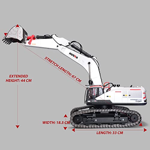HuiNa RC Excavator 1:14 Metal Remote Control Digger White
