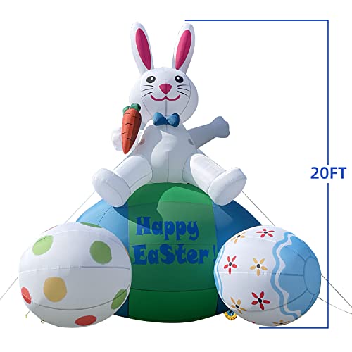 OZIS Giant 20FT Tall Inflatable Bunny with Eggs for Easter Outdoor Decorations