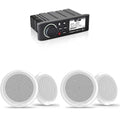 Fusion Marine Entertainment System MS-RA70NSX with Bluetooth and Sirius/XM, Includes 2 Pair EL-F653W 6.5" Marine Coax - White Classic Grill