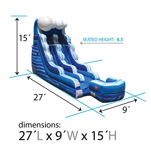 TentandTable Inflatable Water Slide for Kids and Adults, Commercial Grade, 27' L x 9' W x 15' H, Blue Marble Wave