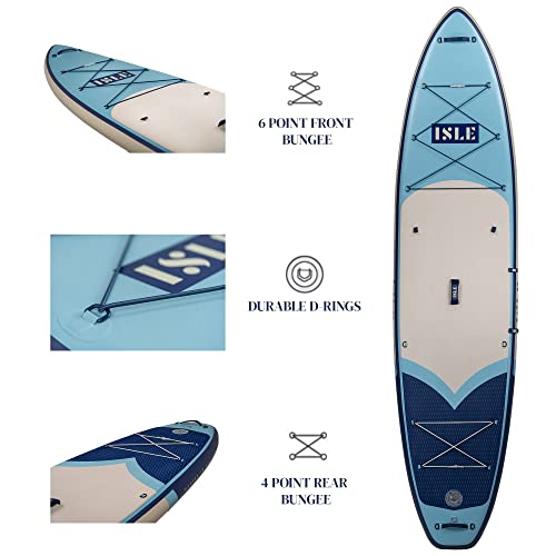 ISLE Surf and SUP Explorer Inflatable Stand Up Paddle Board & iSUP Bundle Accessory Pack, Aqua/Navy