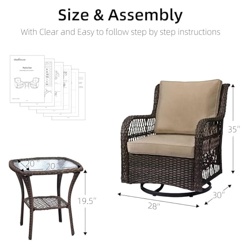 GAOMON 3-Piece Wicker Patio Furniture Set Beige