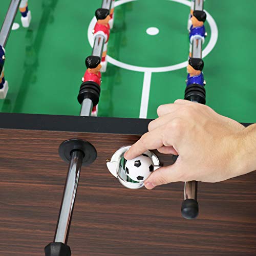 Sunnydaze Foosball Table with Folding Drink Holders - Faux Wood Brown
