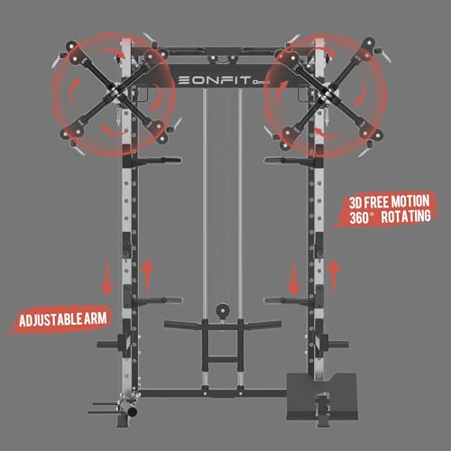 EonfitOmni Power Cage 1200 LBS Multi-Functional Home Gym Rack with Cable Crossover System