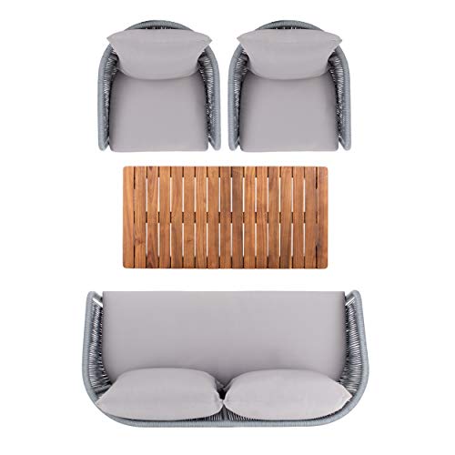 Safavieh Outdoor Prester Rope 4-Piece Patio Set with Cushions Grey/Grey