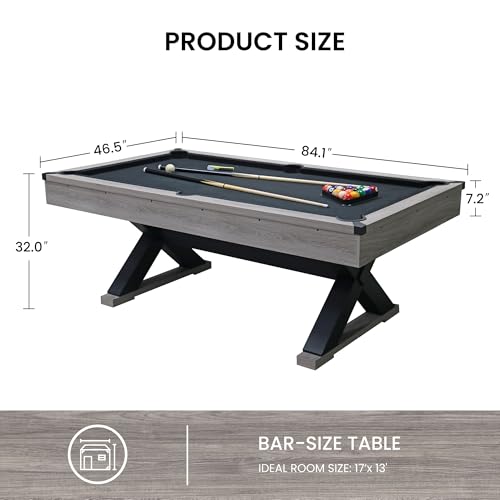 AiAigpt 84 Inch Pool Table Set with Billiard Accessories Rustic Grey