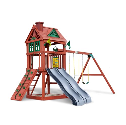Gorilla Playsets Double Down II Wood Swing Set Redwood