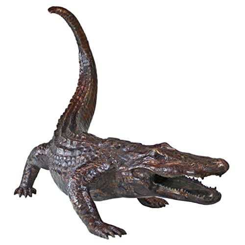 Design Toscano Gator on the Prowl Spitting Bronze Alligator Garden Statue Bronze