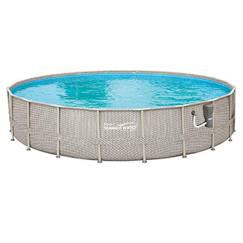 Summer Waves 20ft x 48in Above Ground Swimming Pool Set with Ladder & Cover Gray