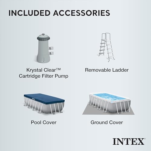 Intex Prism Frame Rectangular Above Ground Swimming Pool Set Light Grey