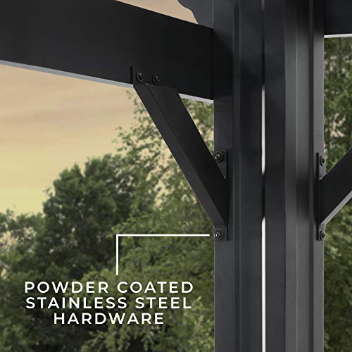 Backyard Discovery Stratford 16' x 12' Galvanized Steel Pergola Kit with Shade Sail Canopy Black