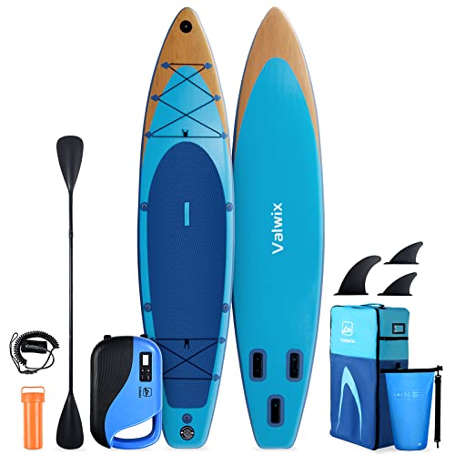 Valwix Inflatable Stand Up Paddle Board w/Electric Pump & Action Camera Mount - 12ft Odyssey Blue