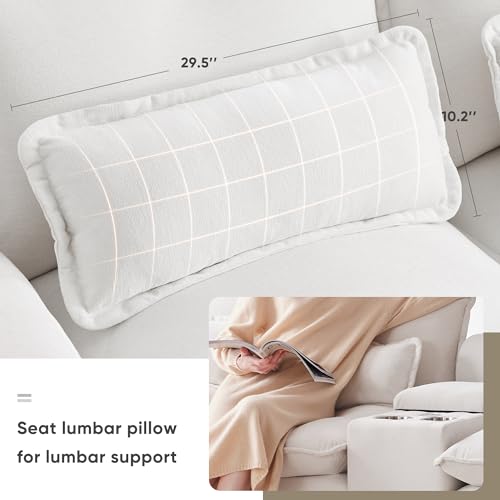 FANYE Multifunctional Modular Sectional Sofa with Storage, Cupholders, USB Ports White 123