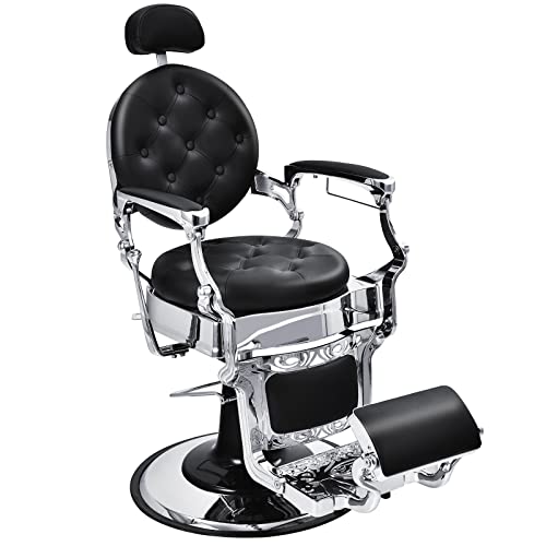 GLOBALWAY Vintage Barber Chair Hydraulic Recline Adjustable Black