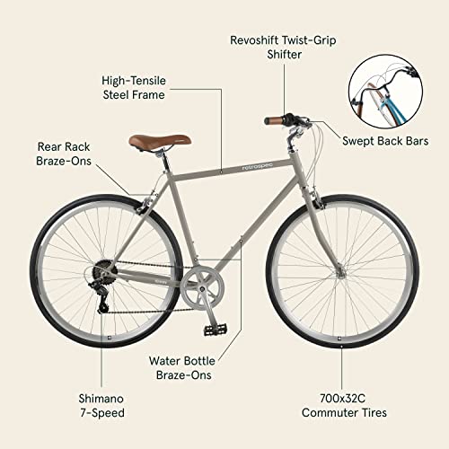 Retrospec Kinney 7-Speed City Bike High-Tensile Steel Commuter Bicycle - Tungsten