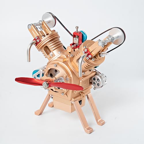 TECHING Mini V2 Engine Model Kit Mechanical Metal DIY Golden