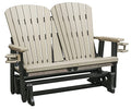 American Furniture Classics Dual Fan Back Glider Weatherwood and Black