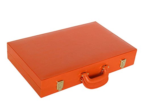 Zaza & Sacci Leather Backgammon Set 20" Orange