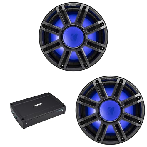 KICKER 12-Inch Premium Marine Subwoofer & 51KXMA15001 Marine Amp Bundle