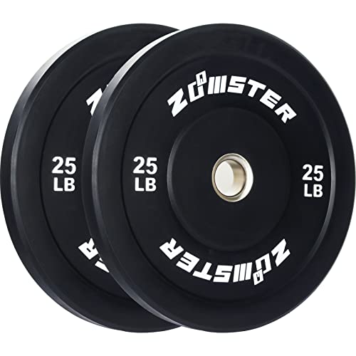 Zoomster Bumper Plate Olympic Weight Plate with Steel Insert Strength Training Weight Lifting Plate 370LB Black