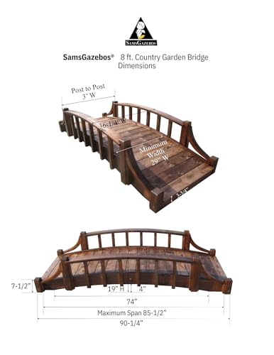 SamsGazebos Country Wood Garden Bridge 8' Brown