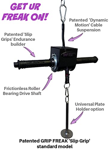 GRIP FREAK Grip Strength Trainer Slip Grips Power Rack Arm & Weight Plate Loader