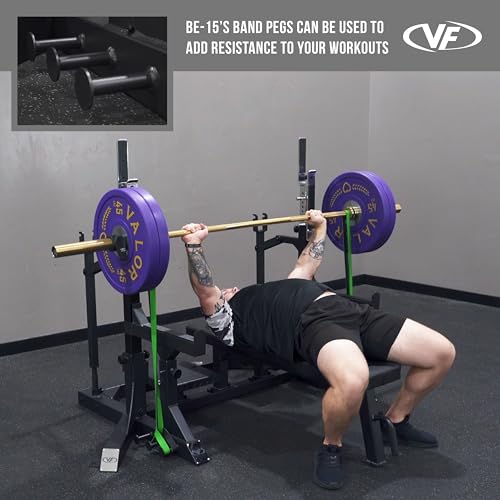Valor Fitness Olympic Weight Bench with Squat Rack Combo - 6 Gauge Steel - USPA Certified - Adjustable Squat Stands - Black