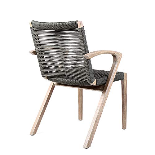Armen Living Sachi and Nabila Outdoor 5 Piece Dining Set Light Eucalyptus and Concrete