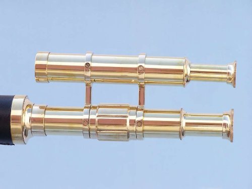 Hampton Nautical Floor Standing Brass/Leather Griffith Astro Telescope 64" Brass