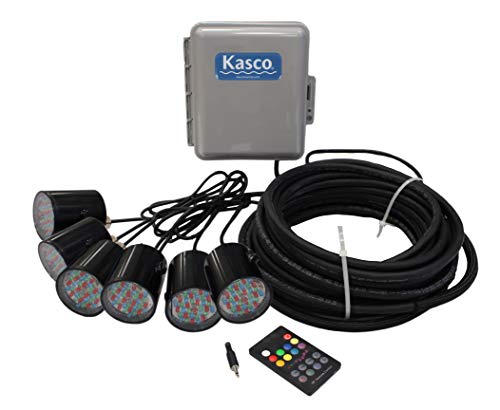 Kasco RGB LED Fountain Lighting 6 Fixtures 24V DC with 50 ft Power Cord Yellow Orange Blue Green Red