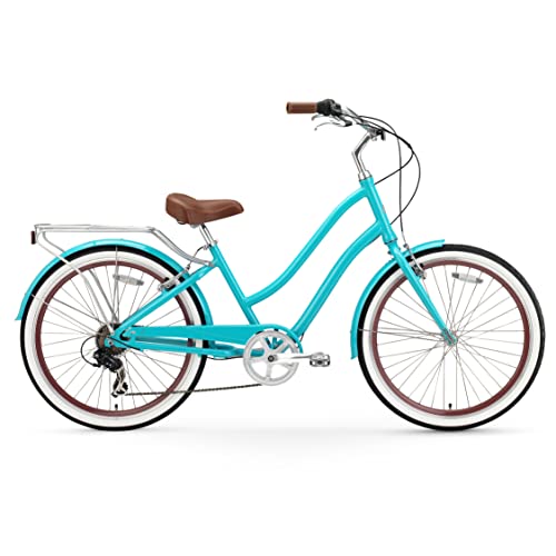 sixthreezero Women's Beach Cruiser Bike Teal w/Brown Seat/Grips