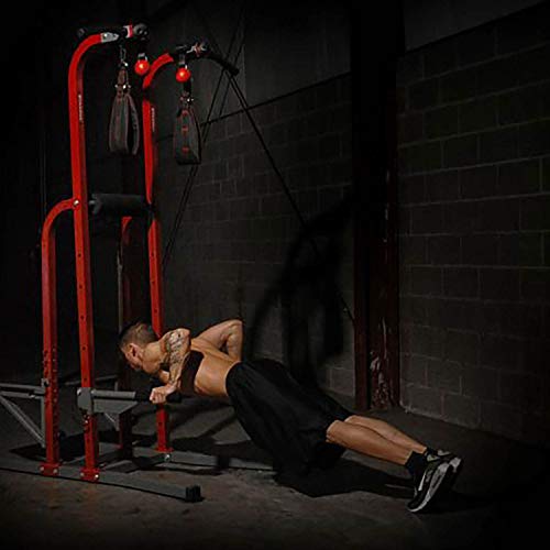 Stamina X Fortress Power Tower with Plyo Box - Dip Bar Pull Up Bar Station - Red
