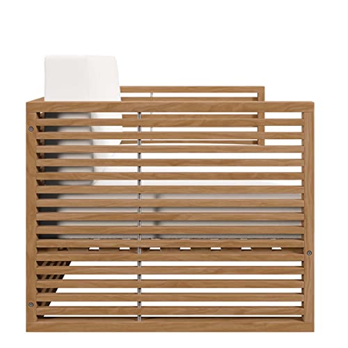 Modway Carlsbad Teak Wood Outdoor Patio Loveseat Natural White