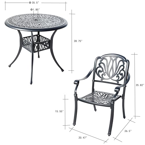 Hi-Line Gift Ltd Sleek Black Bistro Bliss Collection Cast Aluminium Patio Set Black
