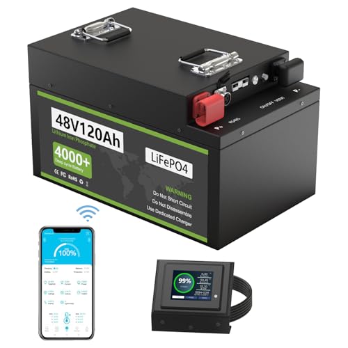 Cxeny 48V 120Ah Lithium Golf Cart Battery with 200A BMS & Mobile App Control
